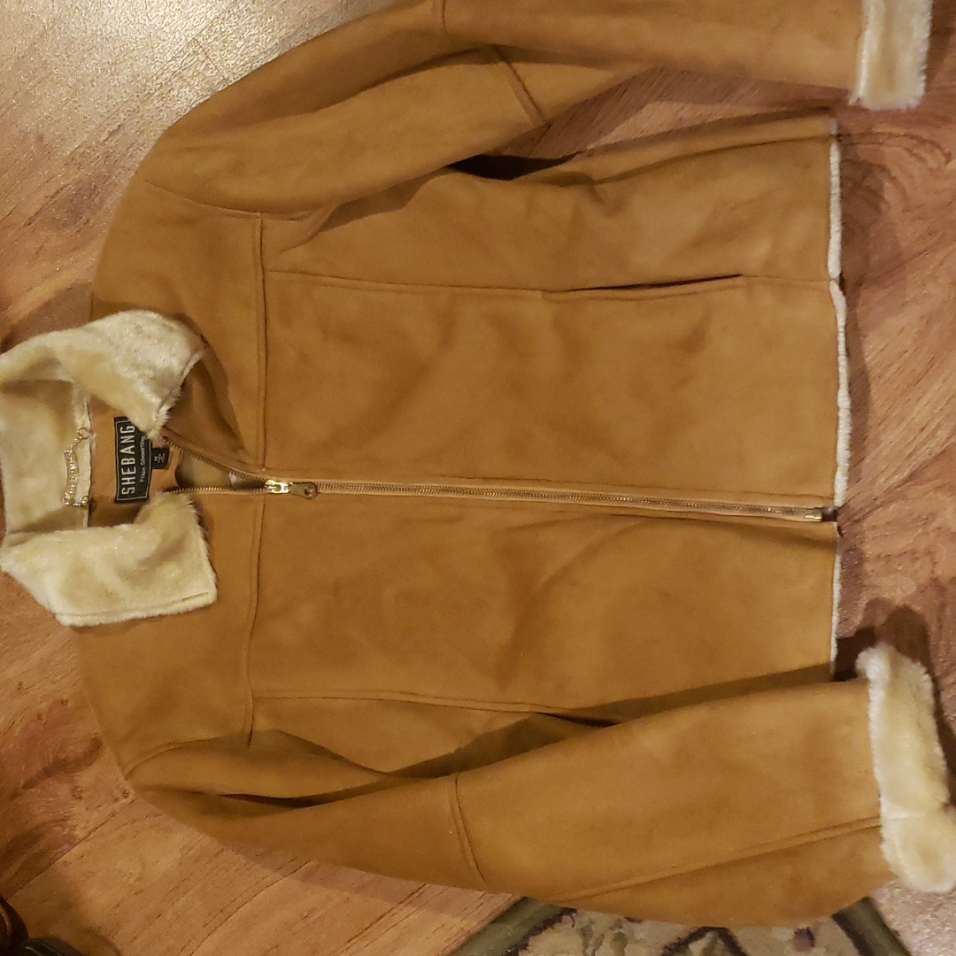 Shebang Faux Shearling Jacket Brown Size Medium